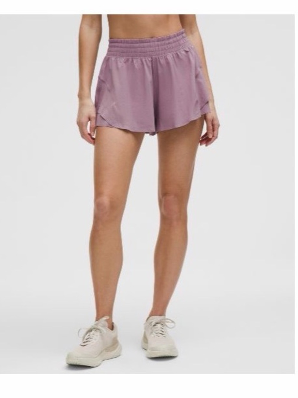 Shake It Out High-Rise Run Shorts in Lavender Lux